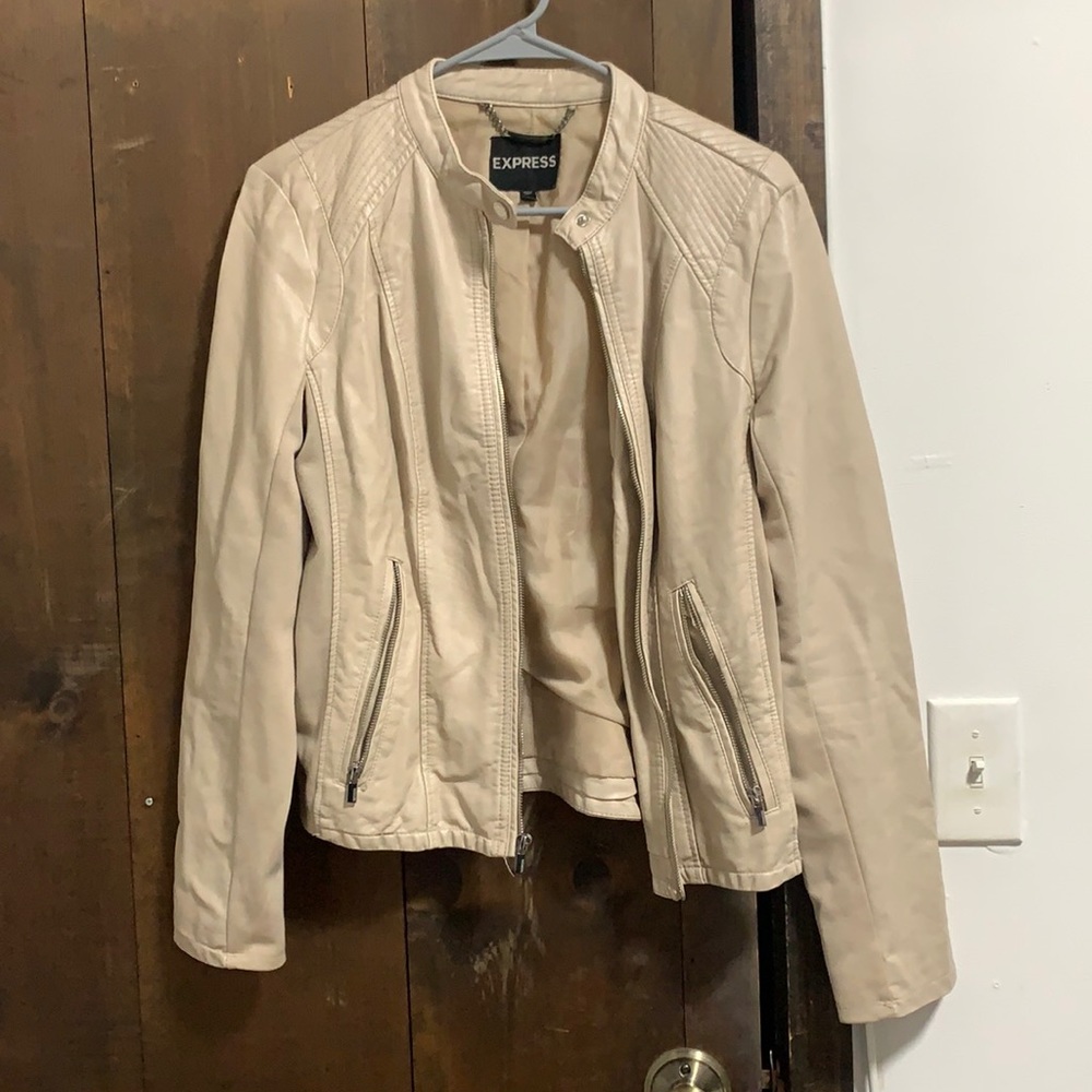Express Beige Leather Jacket